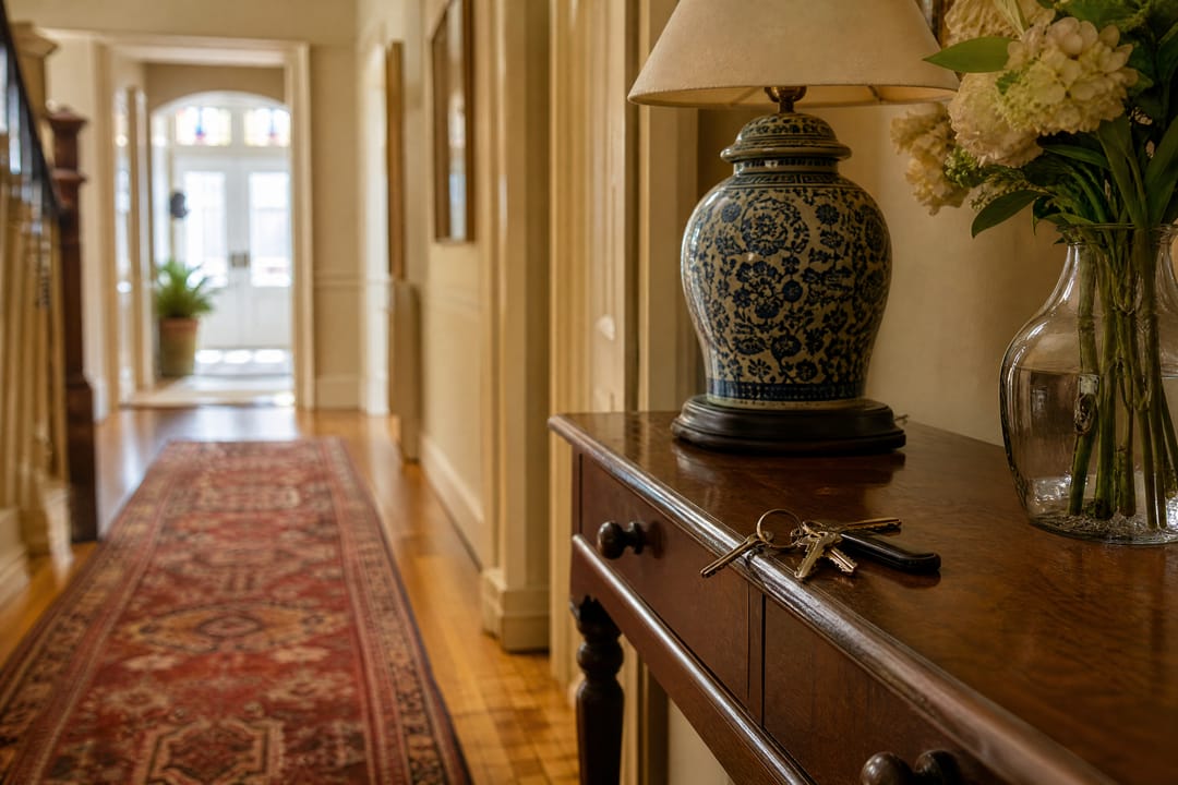 Keys in a period hallway